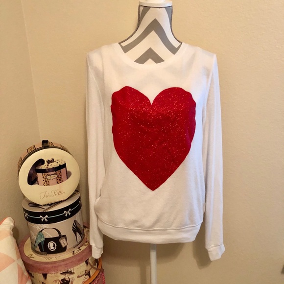 Wildfox Sweaters - Wildfox NWOT Sparkle Red Heart Sweatshirt SALE